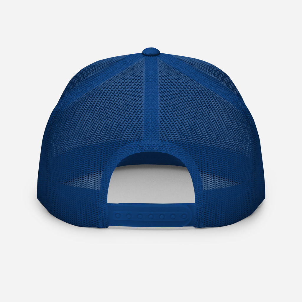 Blue mesh cap on a white background