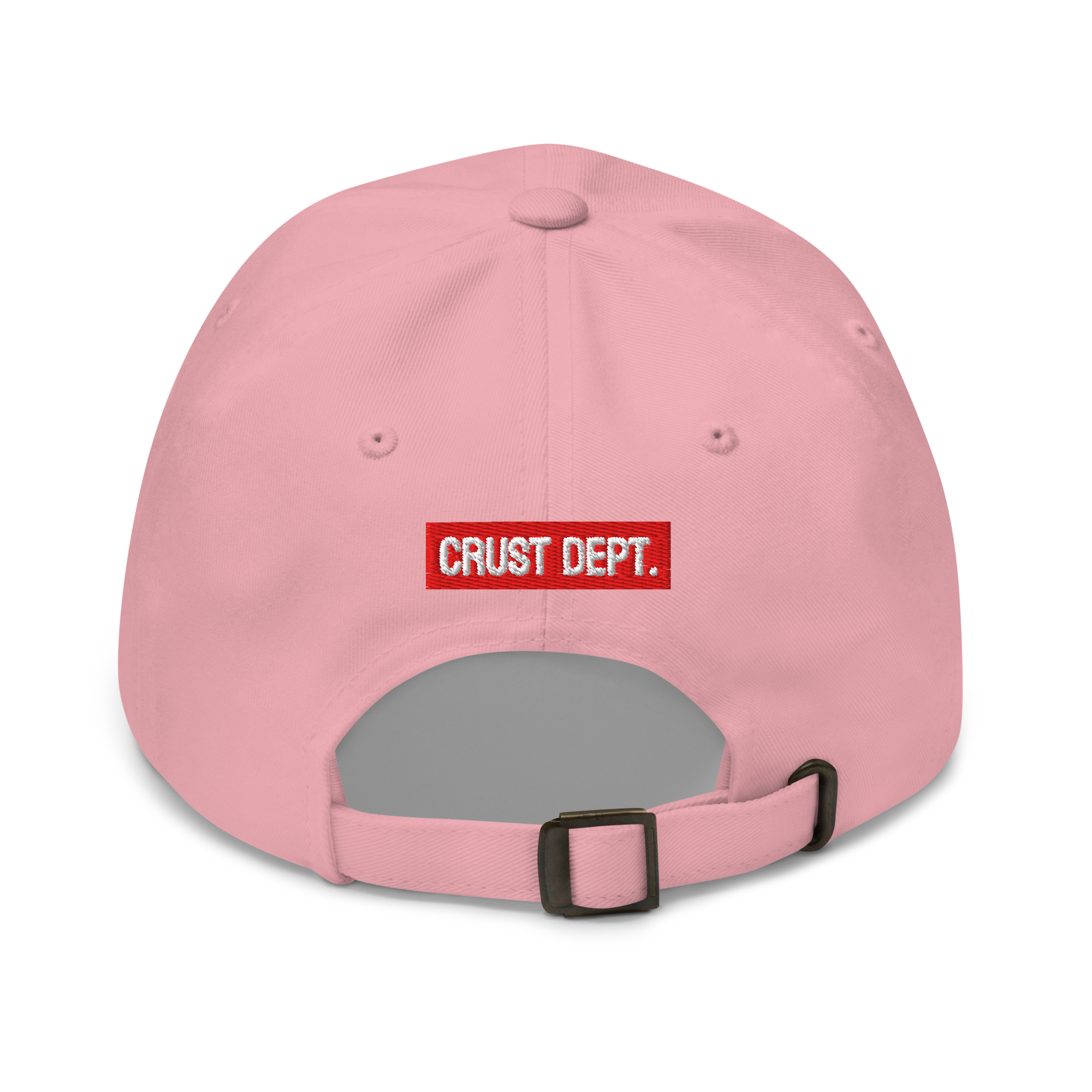 Pink cap with 'CRUST DEPT.' logo on a white background
