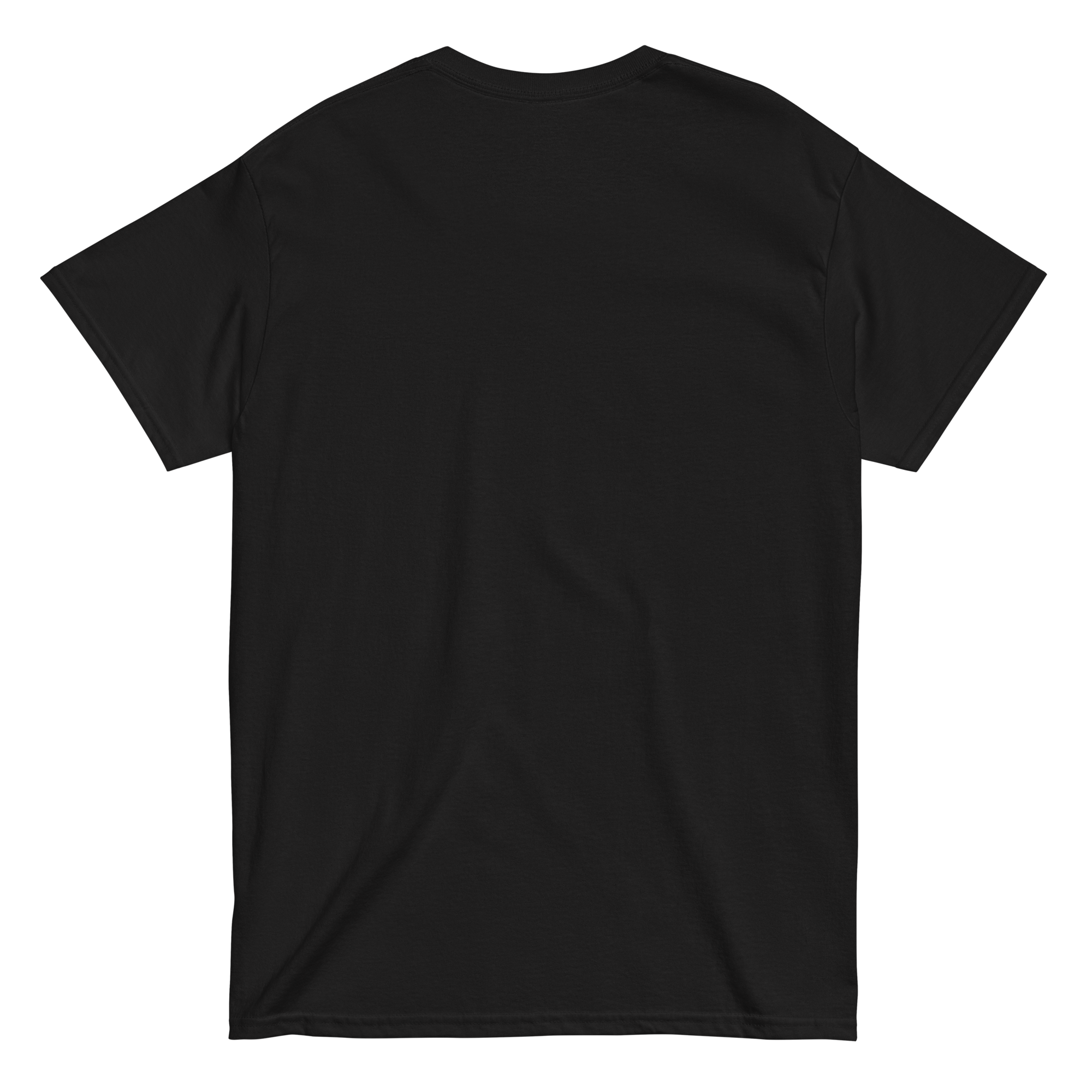 Black t-shirt on a white background